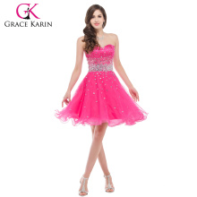Wholesale Charming Hot pink Organza Sweetheart Beaded Ball Gown Cocktail Dresses Short CL6145-2